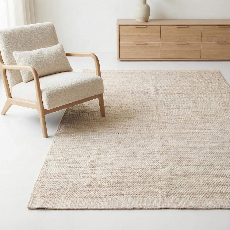 Wollen en katoenen tapijt 250x350 cm, beige - Elowen