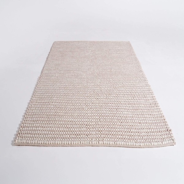 Wollen en katoenen tapijt 140x200 cm, wit-beige - Tessa