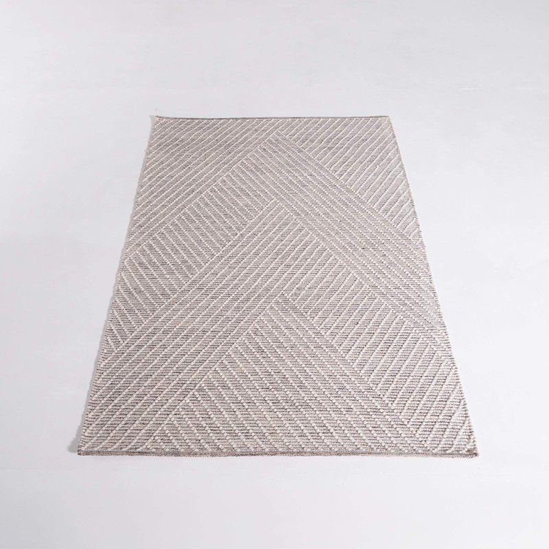 Wollen tapijt 140x200 cm, wit-zwart - Arvo