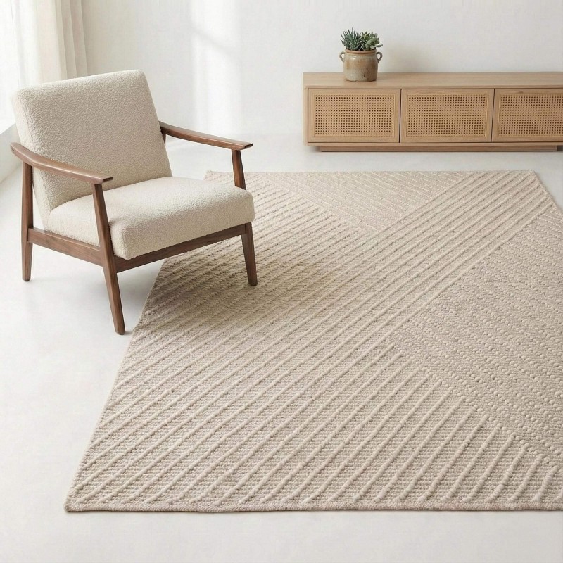 Wollen tapijt 140x200 cm, wit-beige - Arvo