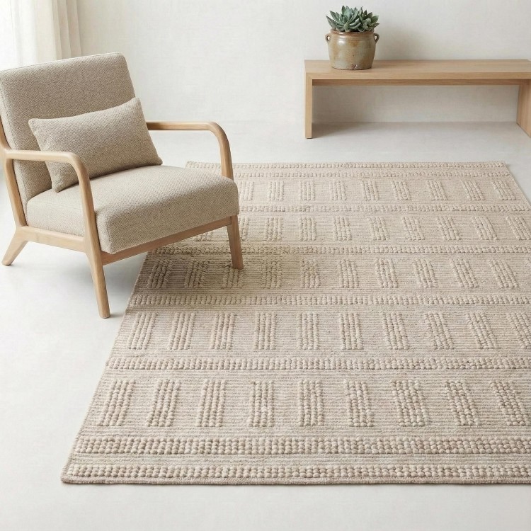 Wollen tapijt 140x200 cm, wit-beige - Vela