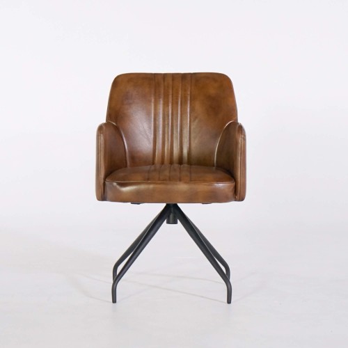 Stoel in echt leder met metalen voet – Edison