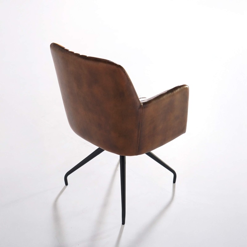 Stoel in echt leder met metalen voet – Edison