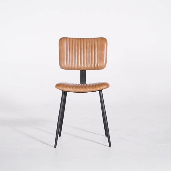 Stoel in echt leder met metalen voeten – Marlow