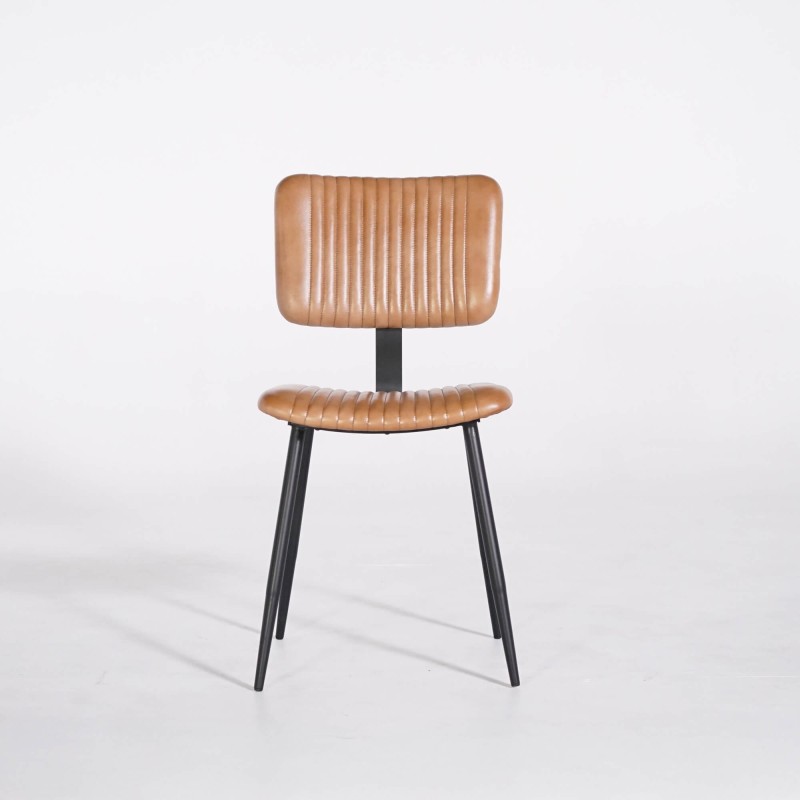 Stoel in echt leder met metalen voeten – Marlow