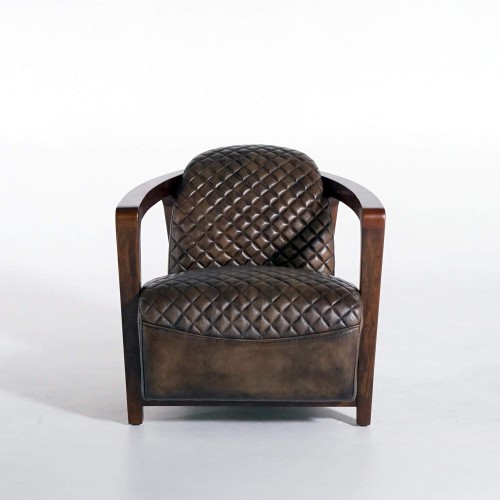 Vintage fauteuil in echt leder, bruin – Graham