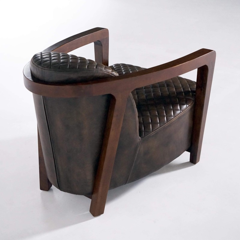 Vintage fauteuil in echt leder, bruin – Graham