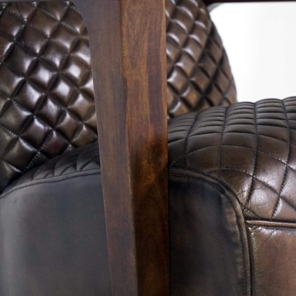 Vintage fauteuil in echt leder, bruin – Graham