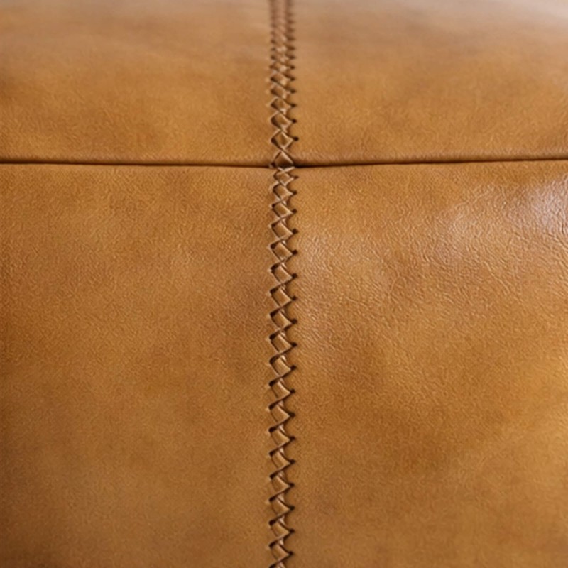 Vintage vierkante poef in echt leder