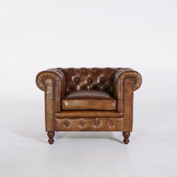 Chesterfield fauteuil in echt leder – Edward