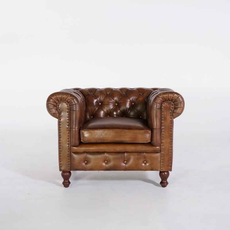 Chesterfield fauteuil in echt leder – Edward