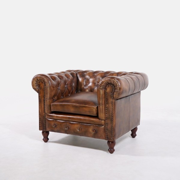 Chesterfield fauteuil in echt leder – Edward