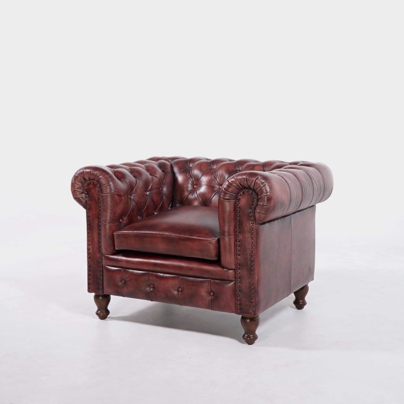 Chesterfield fauteuil in echt leder – Edward