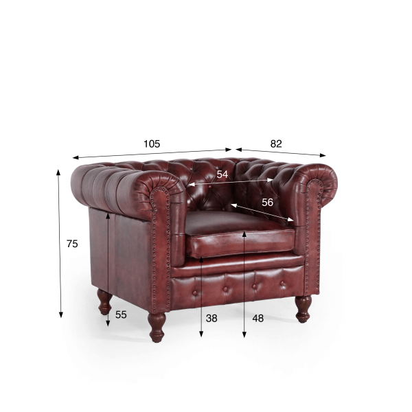 Chesterfield fauteuil in echt leder – Edward