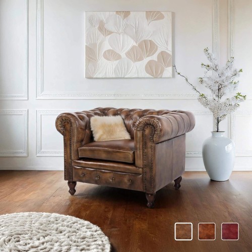 Chesterfield fauteuil in echt leder – Edward