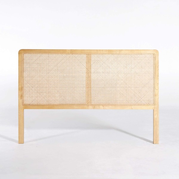 Hoofdbord van massief mindihout en vlechtwerk 160 cm - Bahia