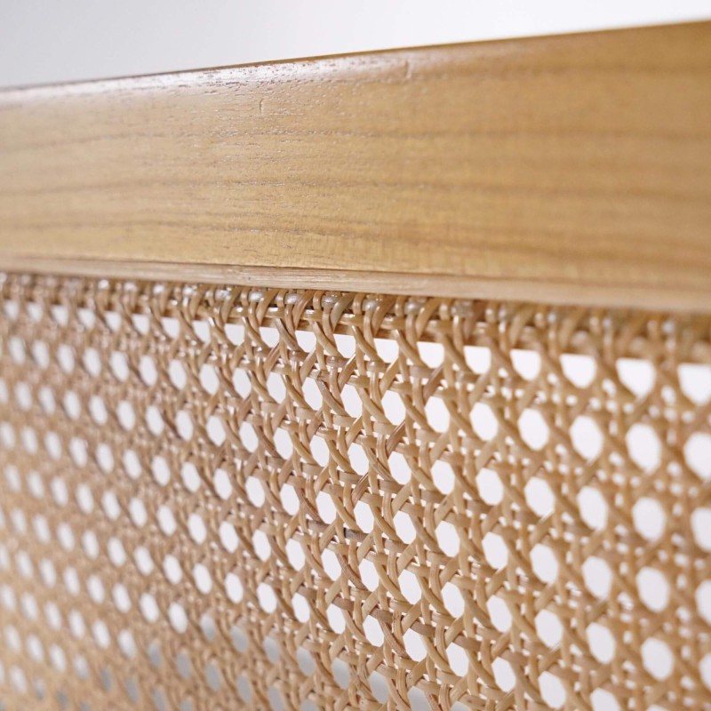 Hoofdbord van massief mindihout en vlechtwerk 180 cm - Bahia