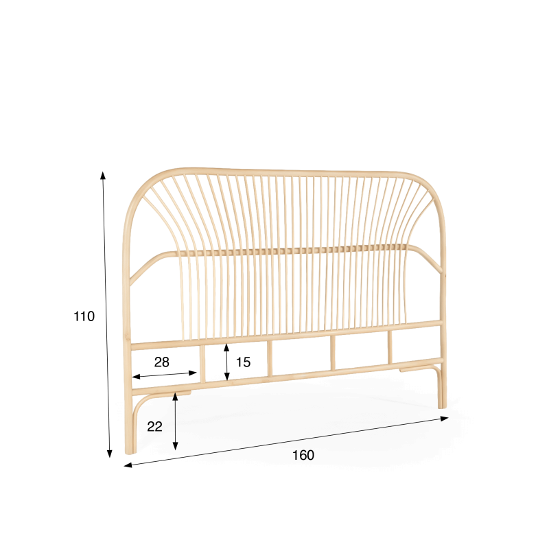 Hoofdbord van rotan (vlechtwerk) 160 cm - Paloma
