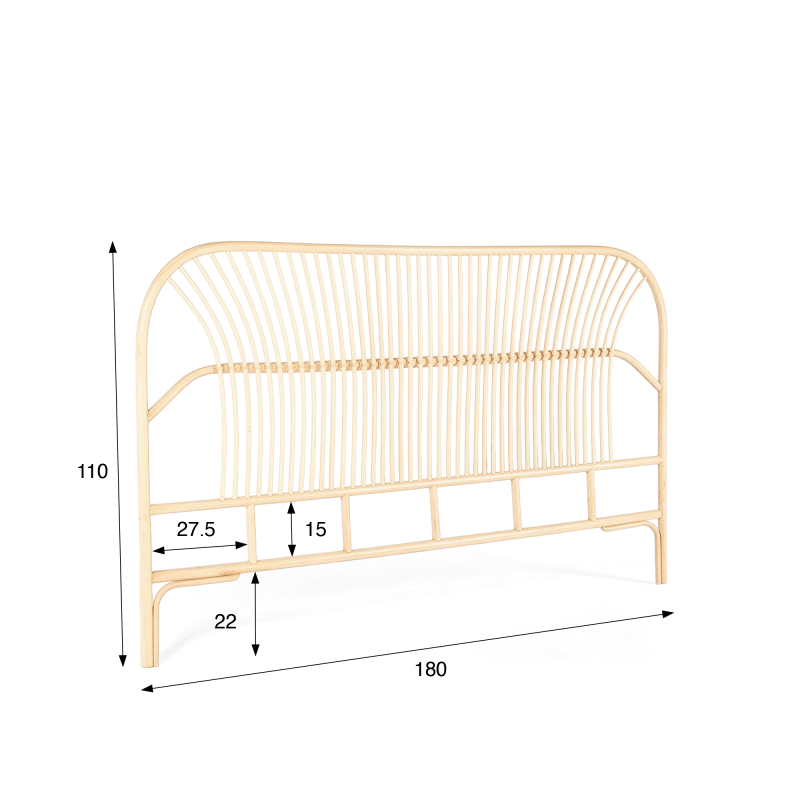 Hoofdbord van rotan (vlechtwerk) 180 cm - Paloma