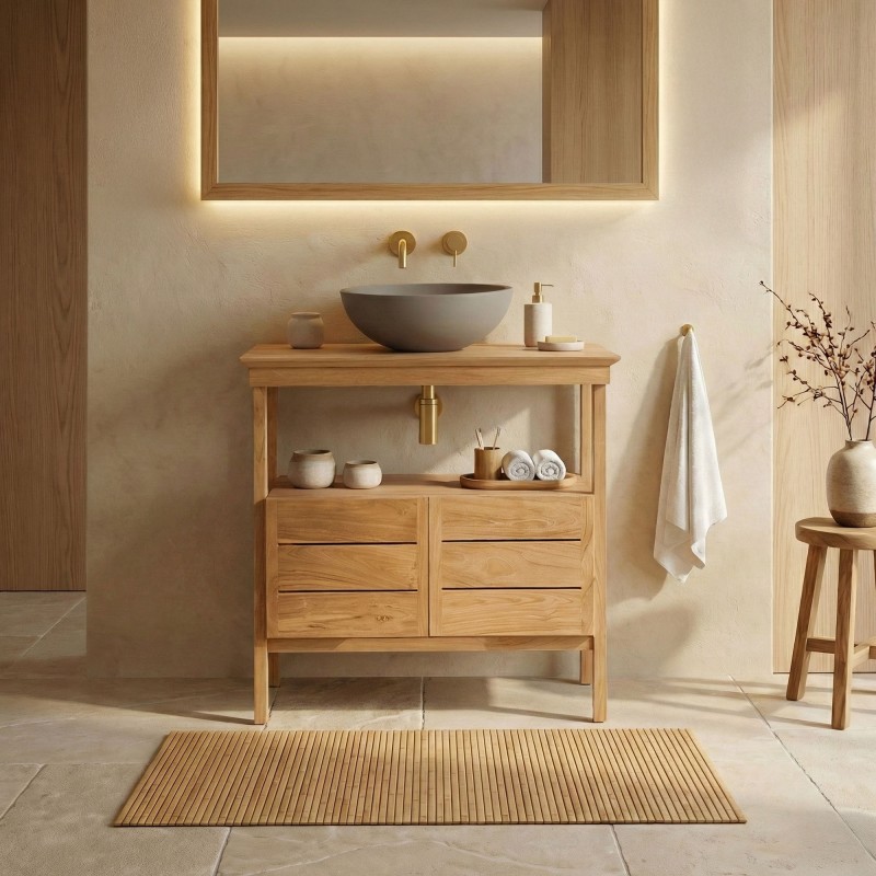 Massief teak badmeubel 80 cm - Nandini