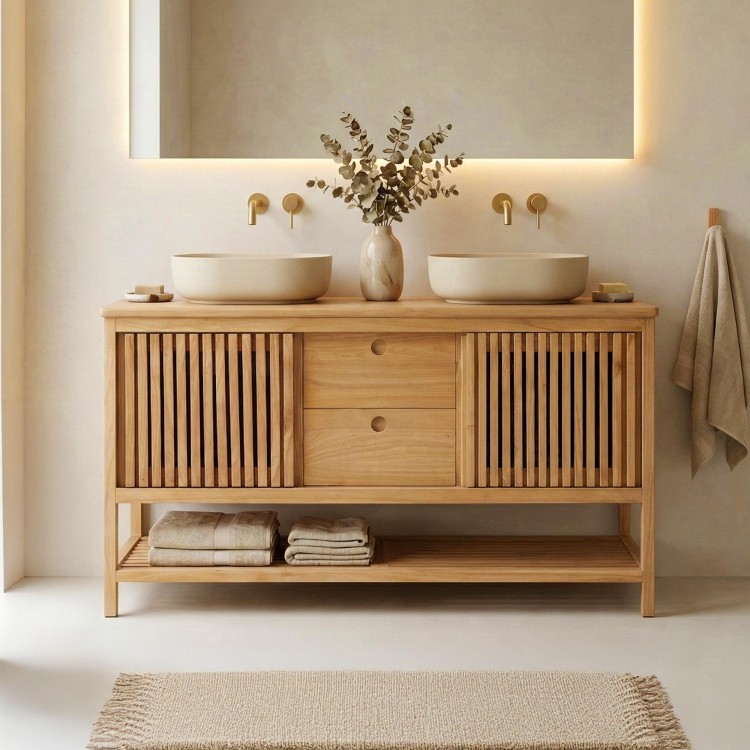 Massief houten badmeubel 140 cm - Rohini