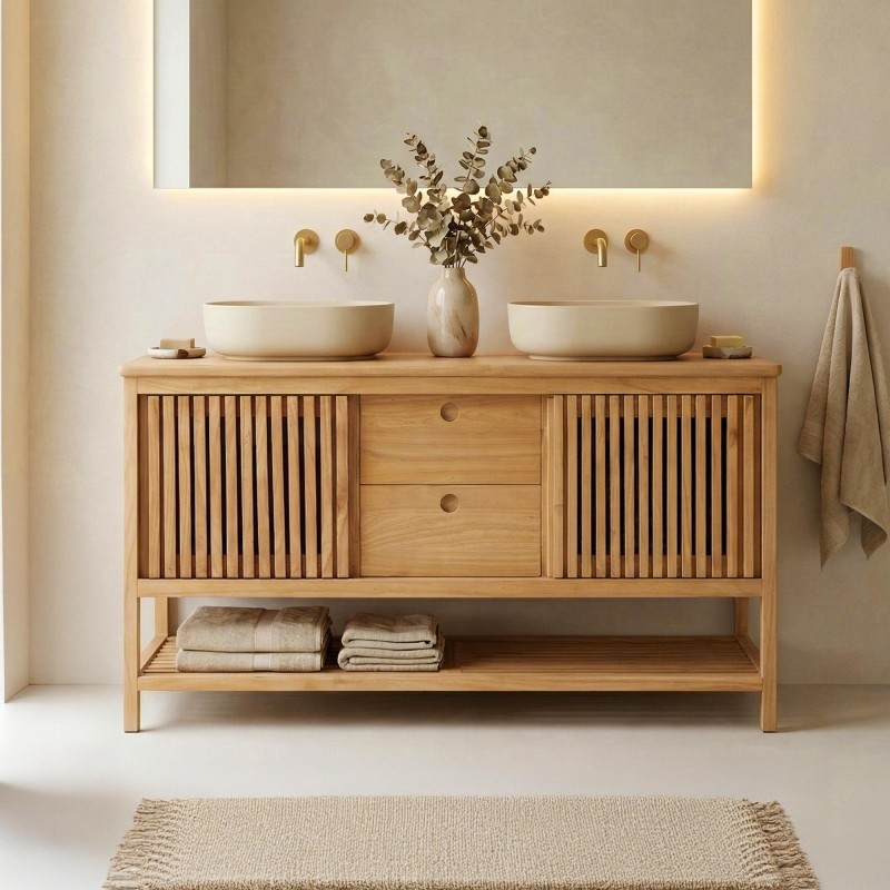 Massief houten badmeubel 140 cm - Rohini