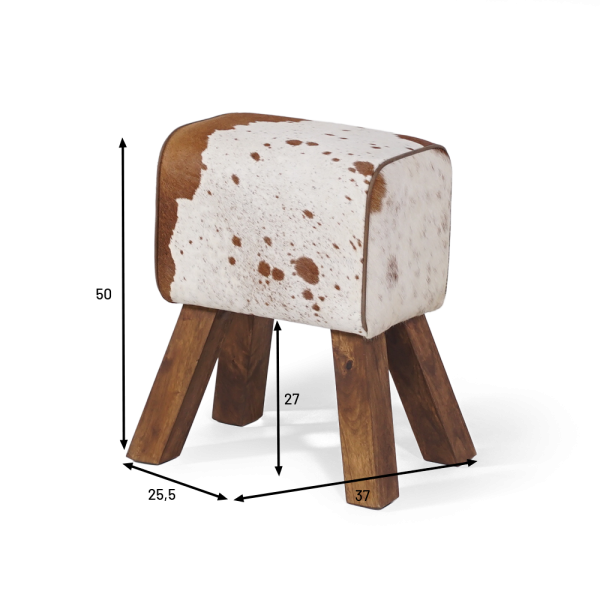 Kleine paardrijbank in koeienhuid - Ranch