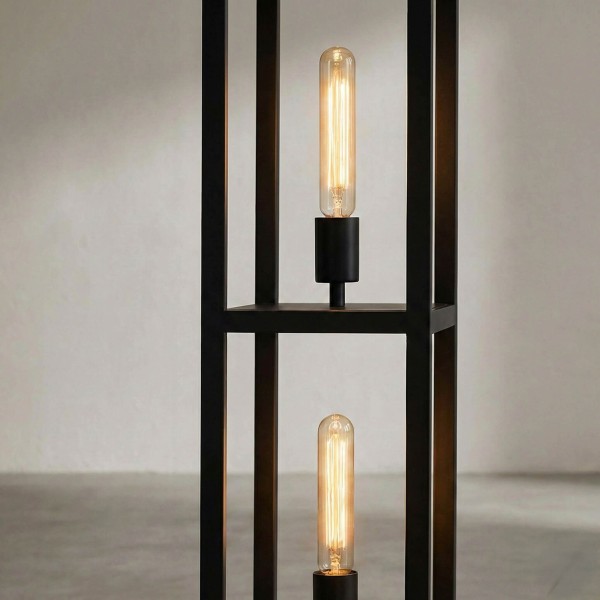 Metalen vloerlamp voor de woonkamer met LED-verlichting in industriële stijl – Strukt