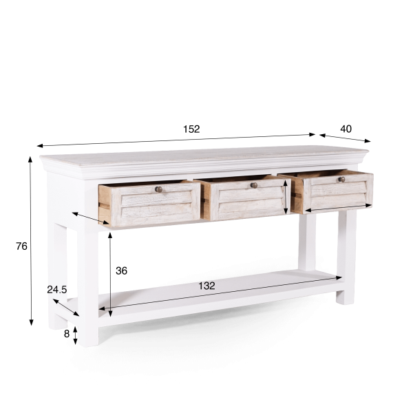 Haltafel in wit massief hout - Sea side