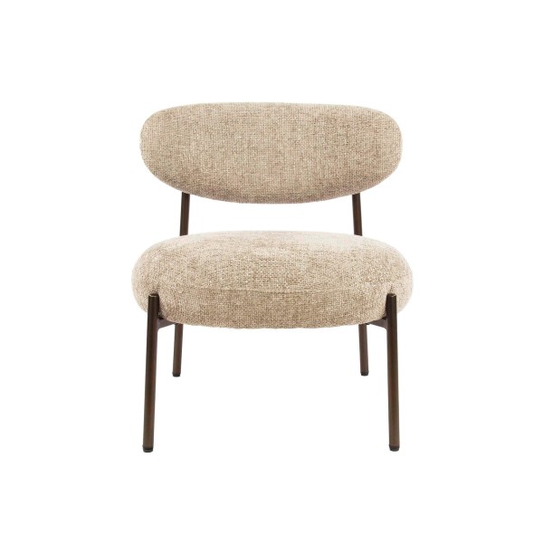 Loungefauteuil voor in de woonkamer, gemaakt van badstof en met metalen poten - Mellow