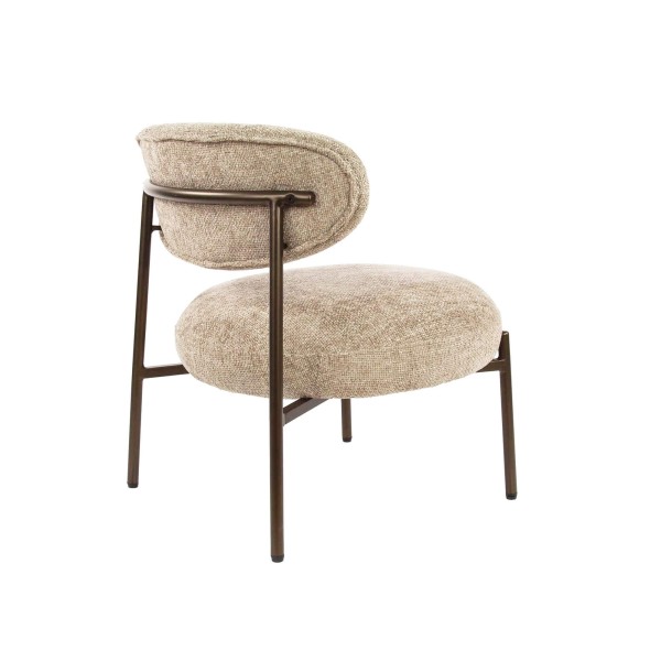 Loungefauteuil voor in de woonkamer, gemaakt van badstof en met metalen poten - Mellow