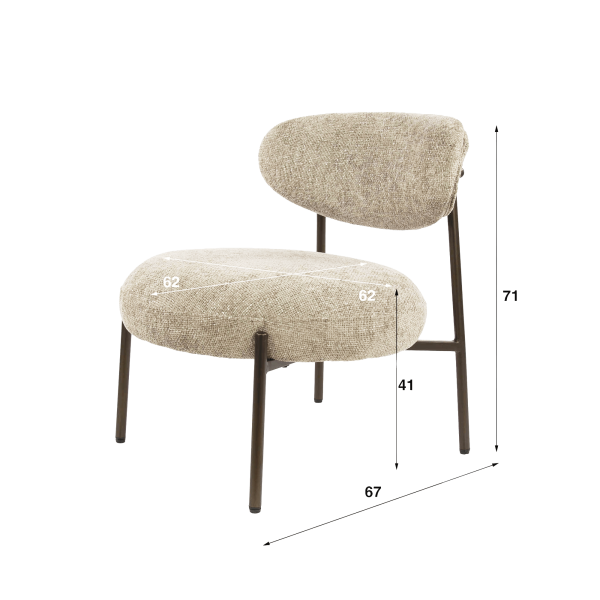 Loungefauteuil voor in de woonkamer, gemaakt van badstof en met metalen poten - Mellow