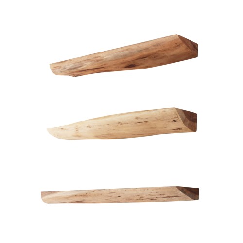 wandplank in natuurlijk hout met onzichtbare bevestiging (set van 3) - Rack