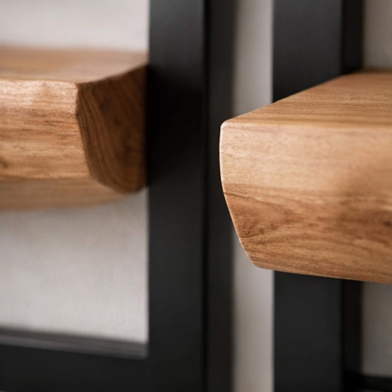 Industriële wandplank in hout en metaal (set van 5) – Frame