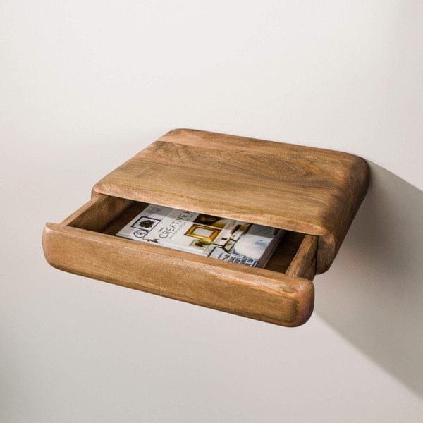 Hangend nachtkastje van massief hout met lade – Elia