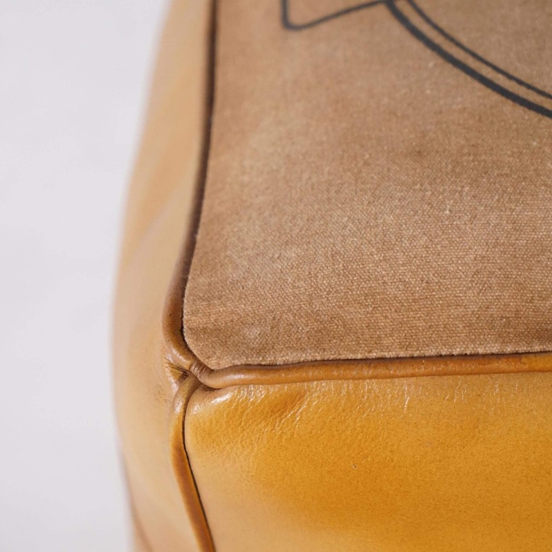 Industriële poef in leer "Be Yourself"