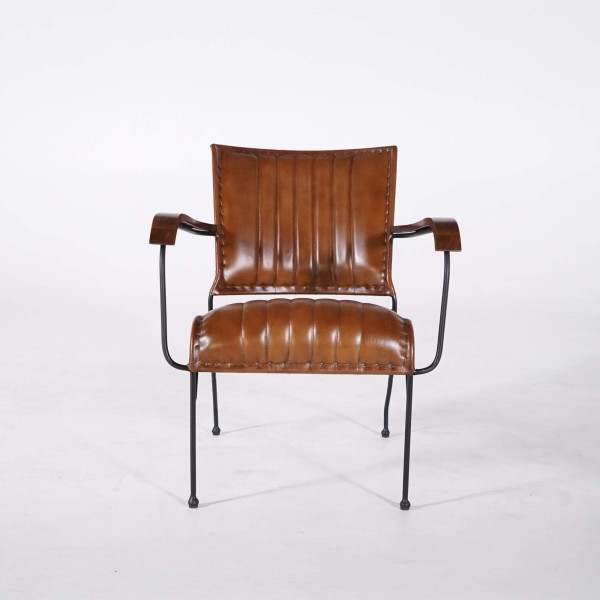 Vintage leren fauteuil in bruin 1-zits - Cosy