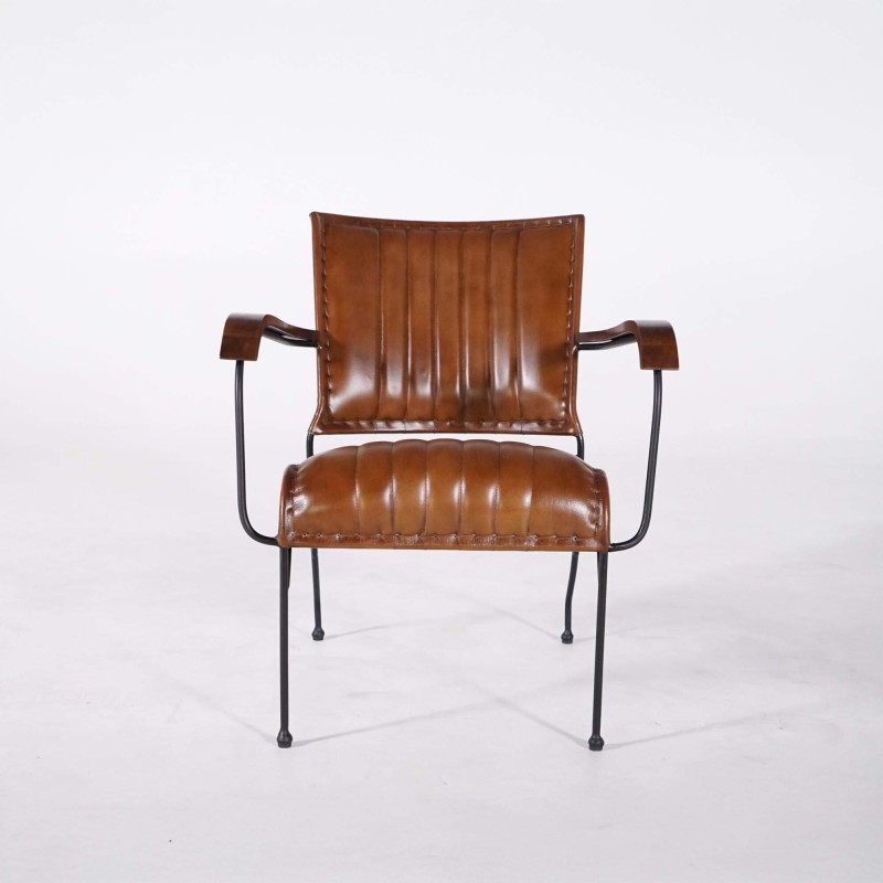 Vintage leren fauteuil in bruin 1-zits - Cosy