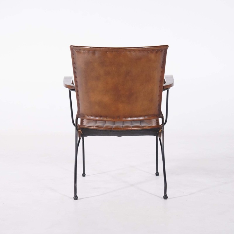 Vintage leren fauteuil in bruin 1-zits - Cosy