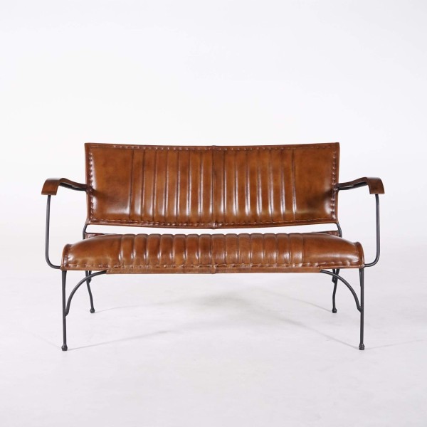 Vintage 3-zits zetel in bruin leer - Cosy