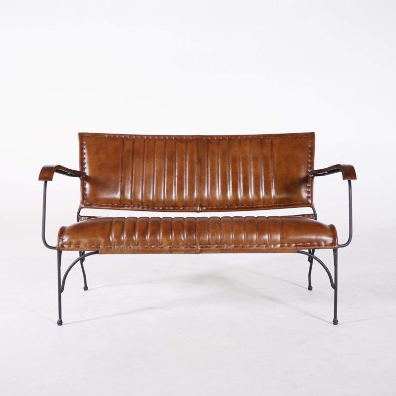 Vintage 3-zits zetel in bruin leer - Cosy