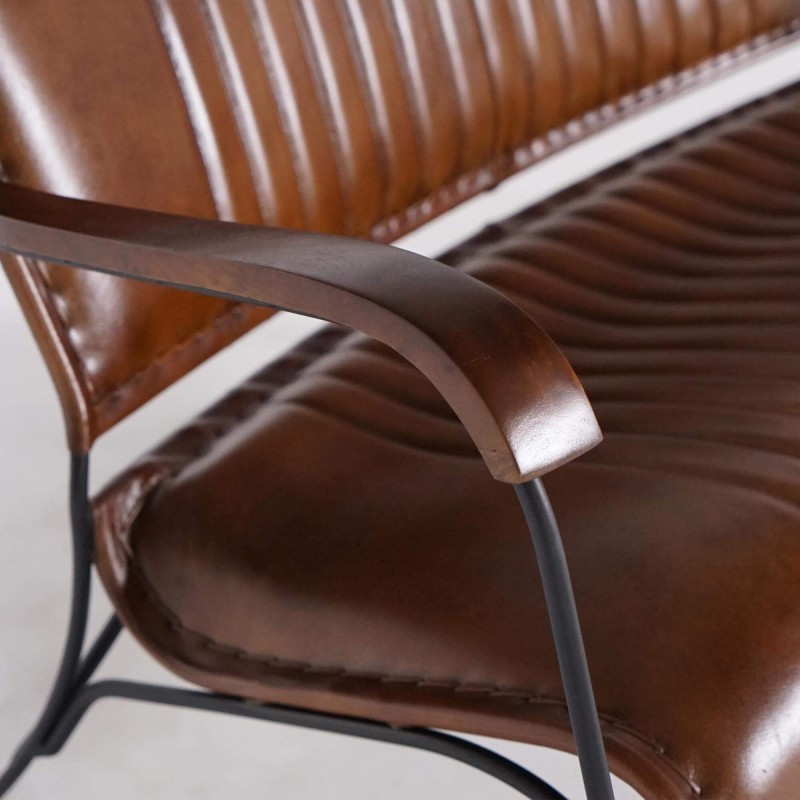 Vintage 3-zits zetel in bruin leer - Cosy