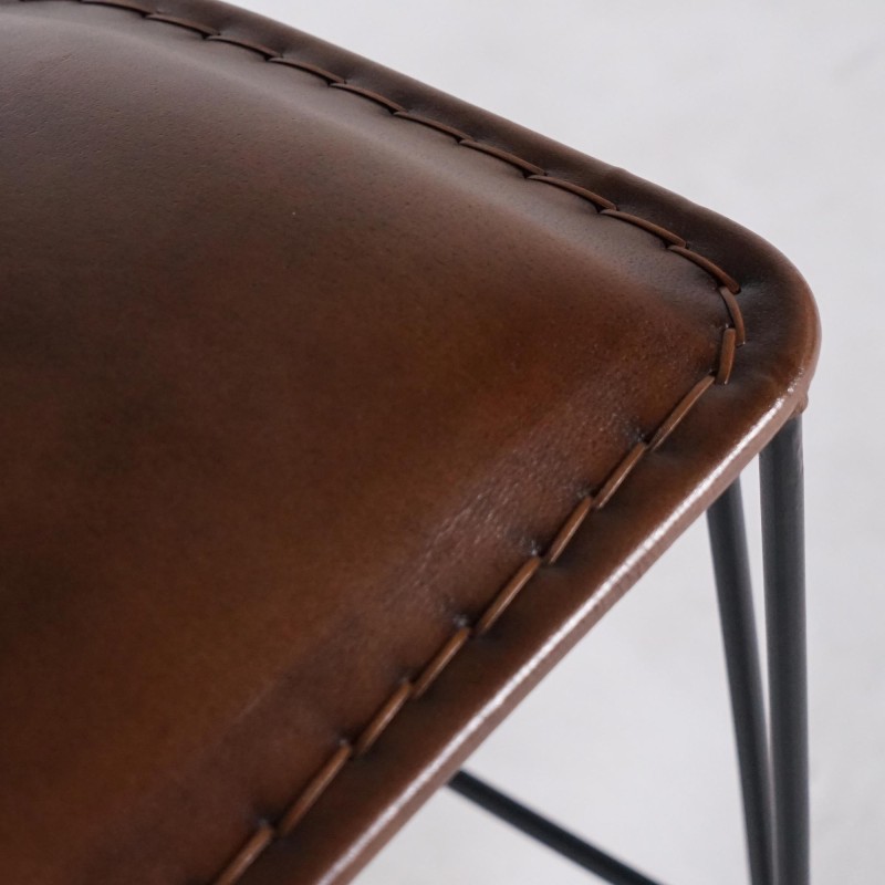 Vintage metalen en lederen keukenstoel - Smart