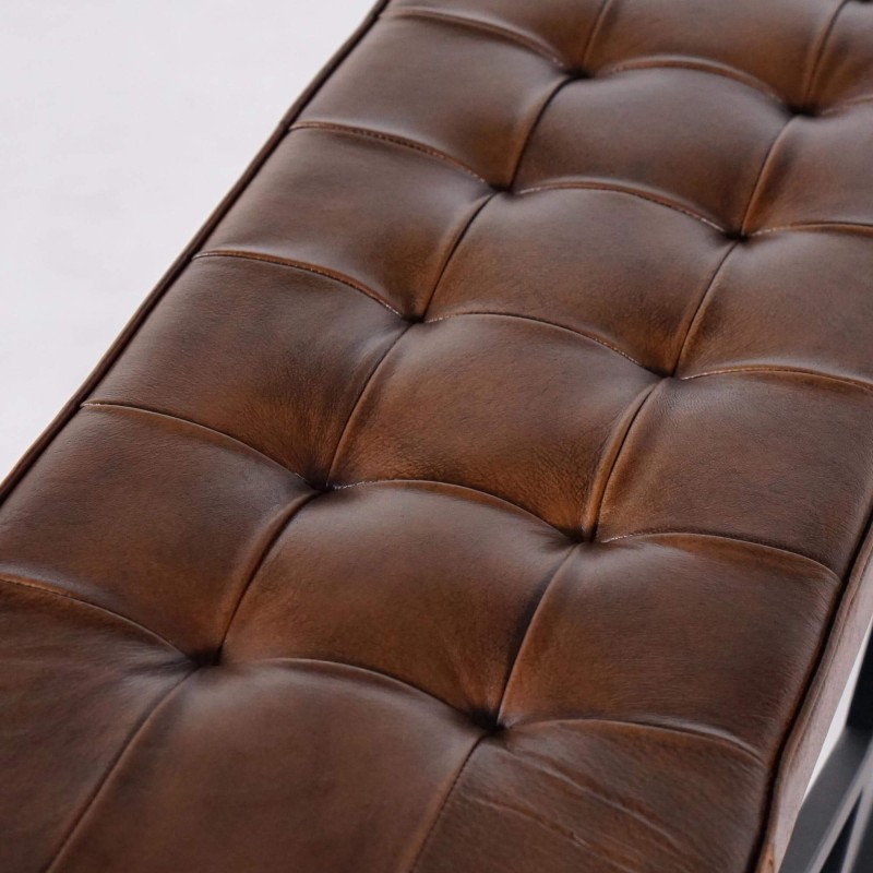 Bank in natuurleer en metaal - Clay