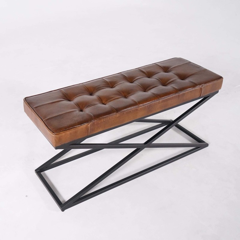 Bank in natuurleer en metaal - Clay