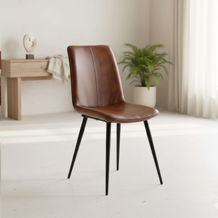 Vintage stoel in bruin leer - Dock