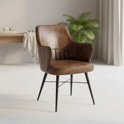 Vintage leren stoel met...