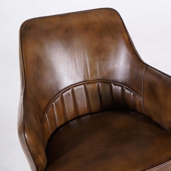 Vintage leren stoel met armleuningen - Yard