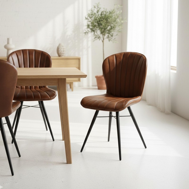 Vintage stoel in echt leer - District