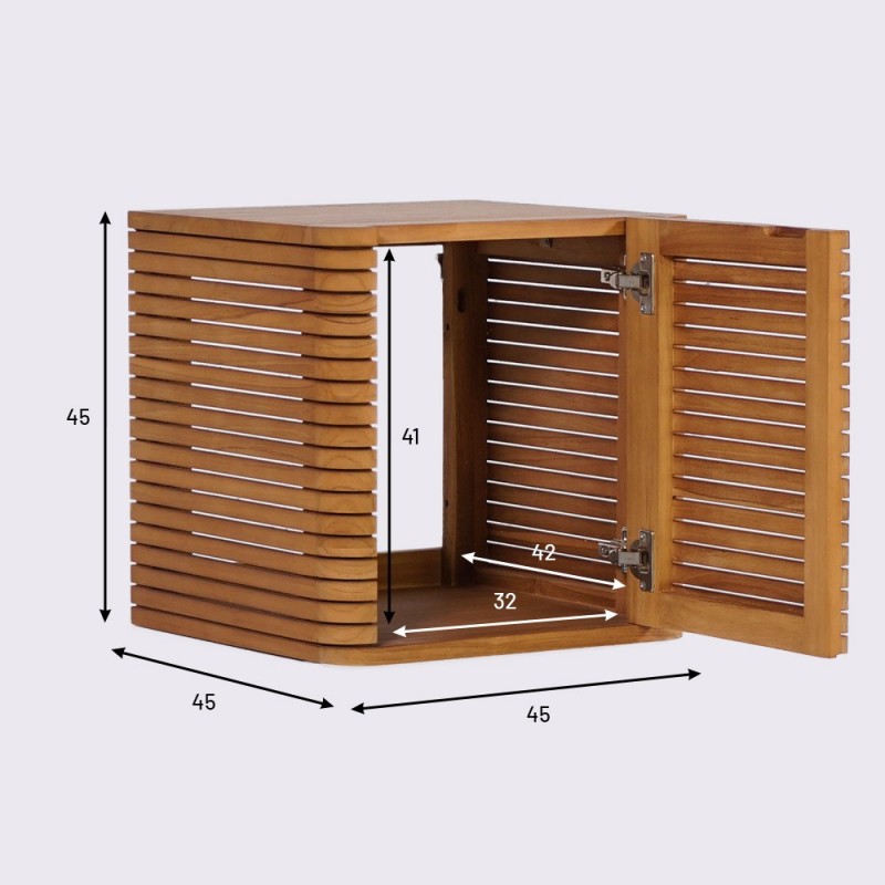 Badkamermeubel in teakhout, hangend - Lattis
